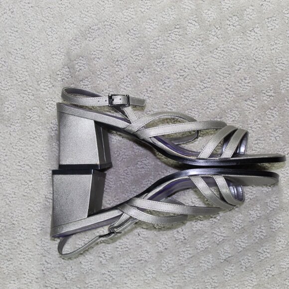 Unlisted Kenneth Cole Size 10 Silver 3" Block Heels - Picture 3 of 5